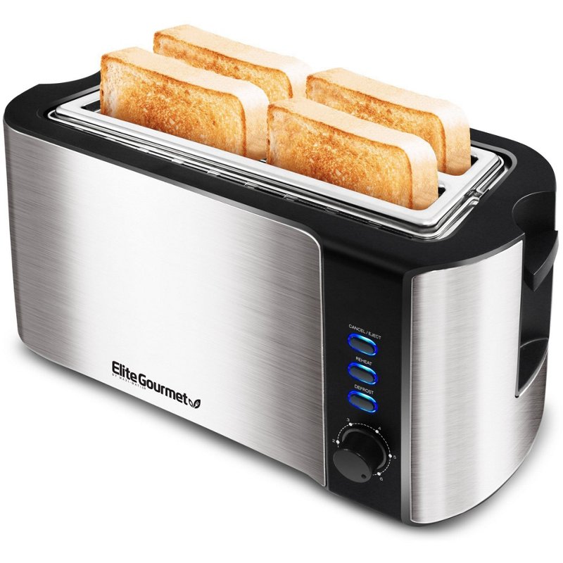 Photos - Toaster Elite Gourmet 4-Slice Stainless-Steel Long Slot  - Bbq Accessories 