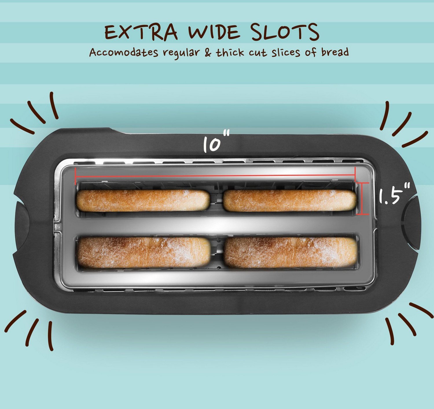 Elite Gourmet 4-Slice Stainless-Steel Long Slot Toaster                                                                          - view number 4