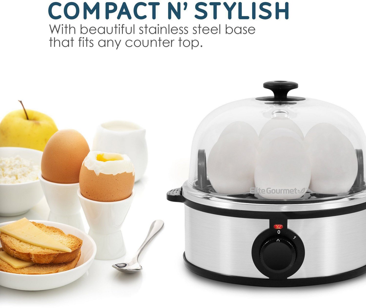 Elite Gourmet 7-Egg Stainless Steel Easy Egg Cooker                                                                              - view number 7