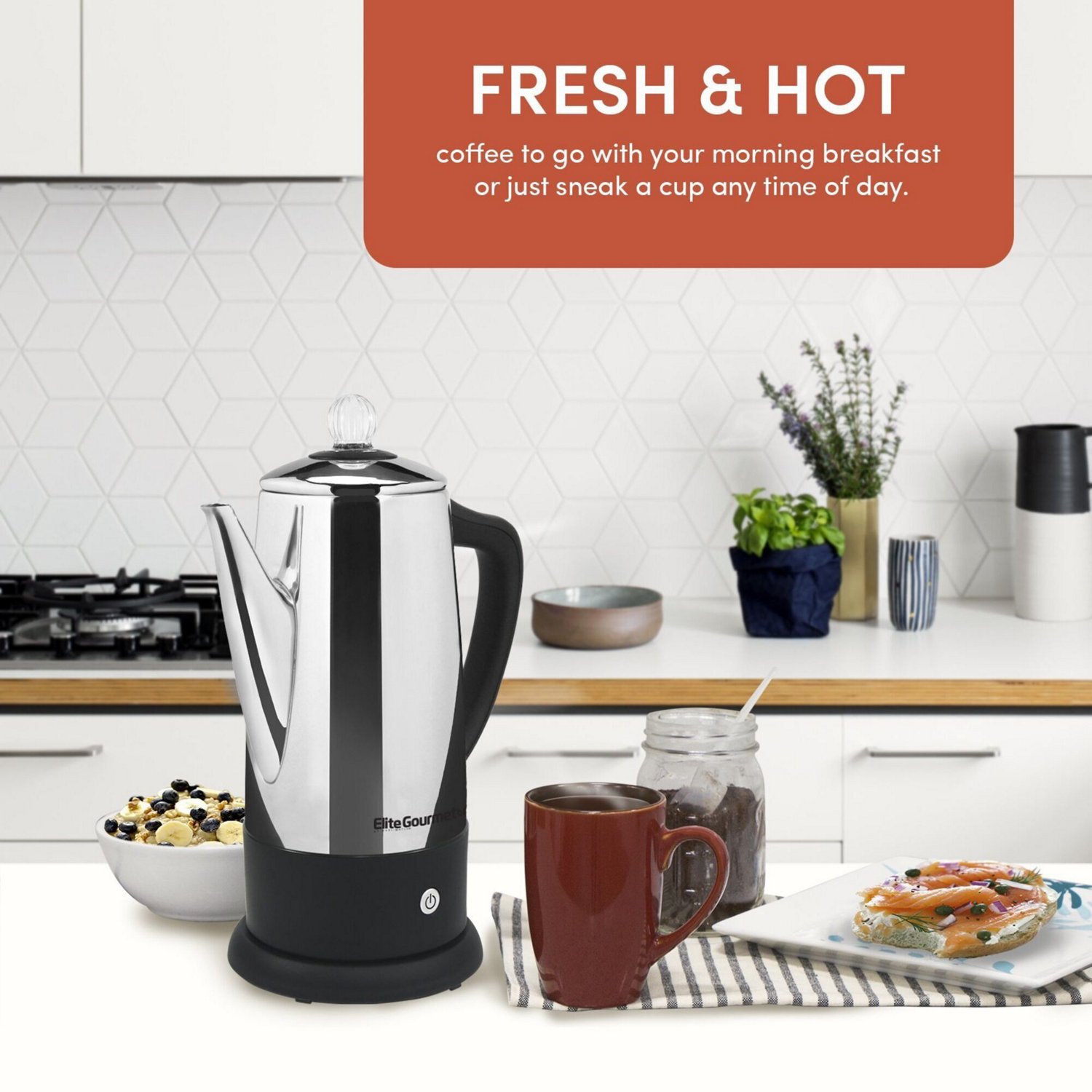 Elite Gourmet 12 Cup Stainless Steel Electric Coffee Percolator                                                                  - view number 6