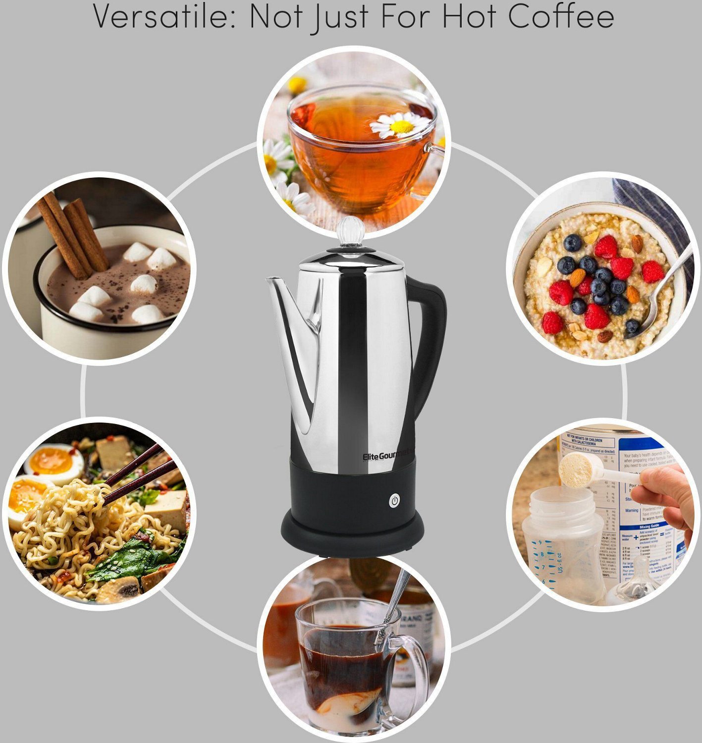 Elite Gourmet 12 Cup Stainless Steel Electric Coffee Percolator                                                                  - view number 7