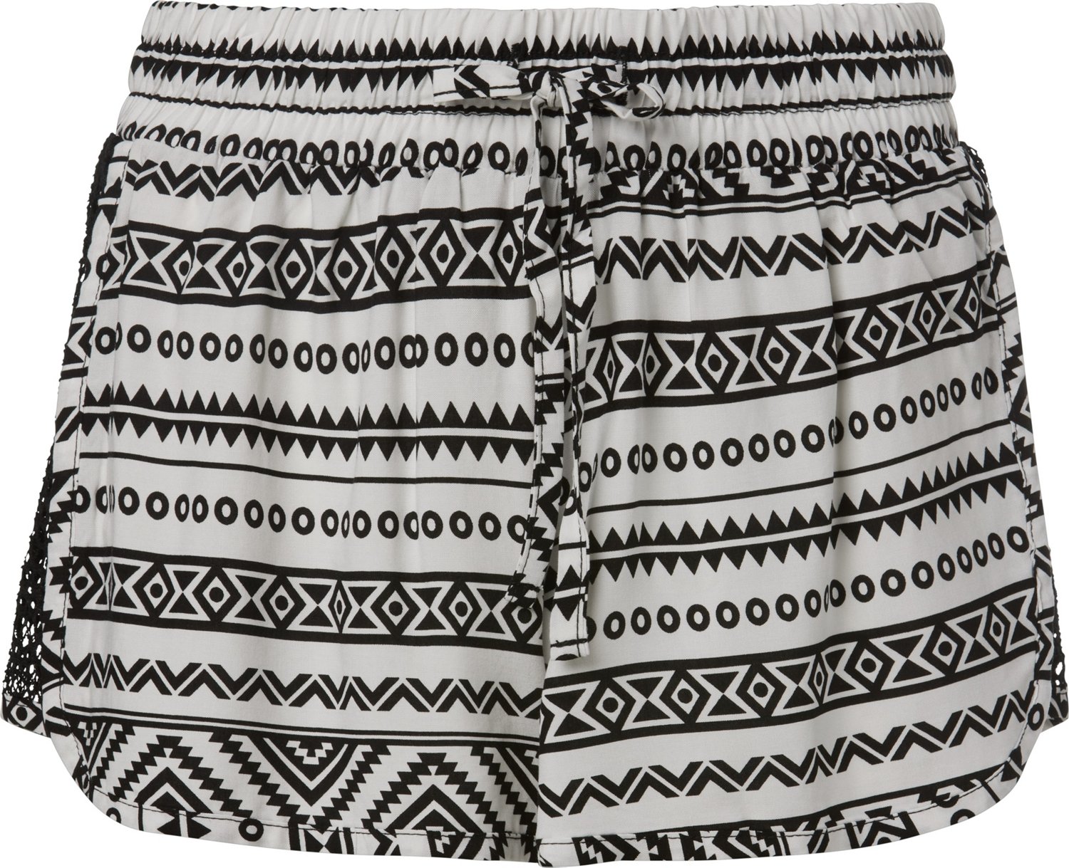 O'Rageous Juniors’ Aztec Print Crochet Insert Shorts 2.5 in