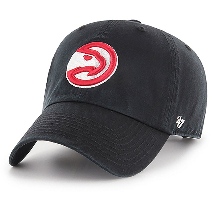 Men's '47 Brand Black Atlanta Hawks Team Clean Up Adjustable Hat - Black