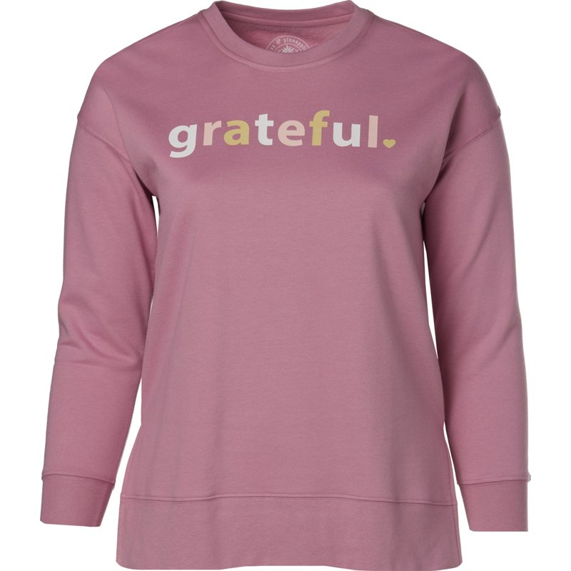 Love & Pineapples Women’s Grateful Sweatshirt Pink, Large - Women's Outdoor Long-Sleeve Tops at Academy Sports product image
