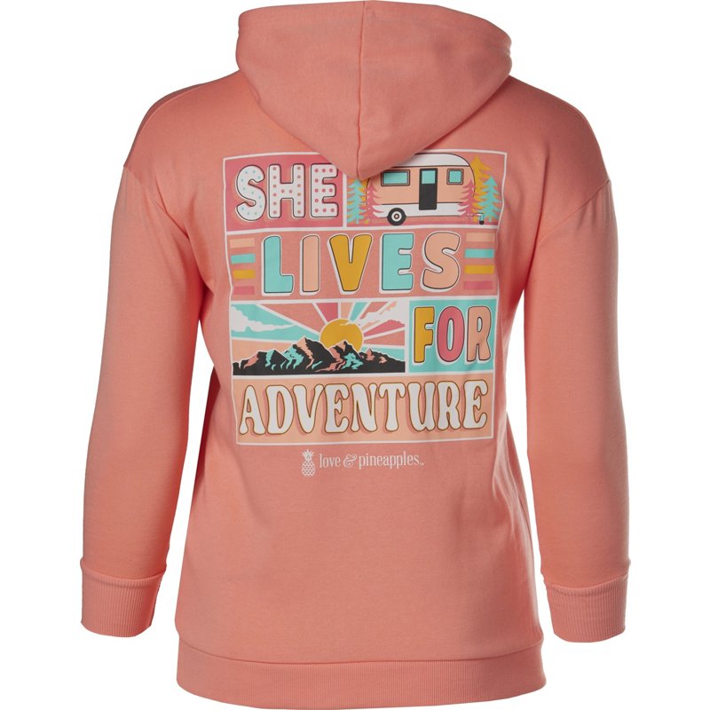 Love & Pineapples Women’s She Lives for Adventure Hoodie Orange, Small - Women's Outdoor Long-Sleeve Tops at Academy Sports product image
