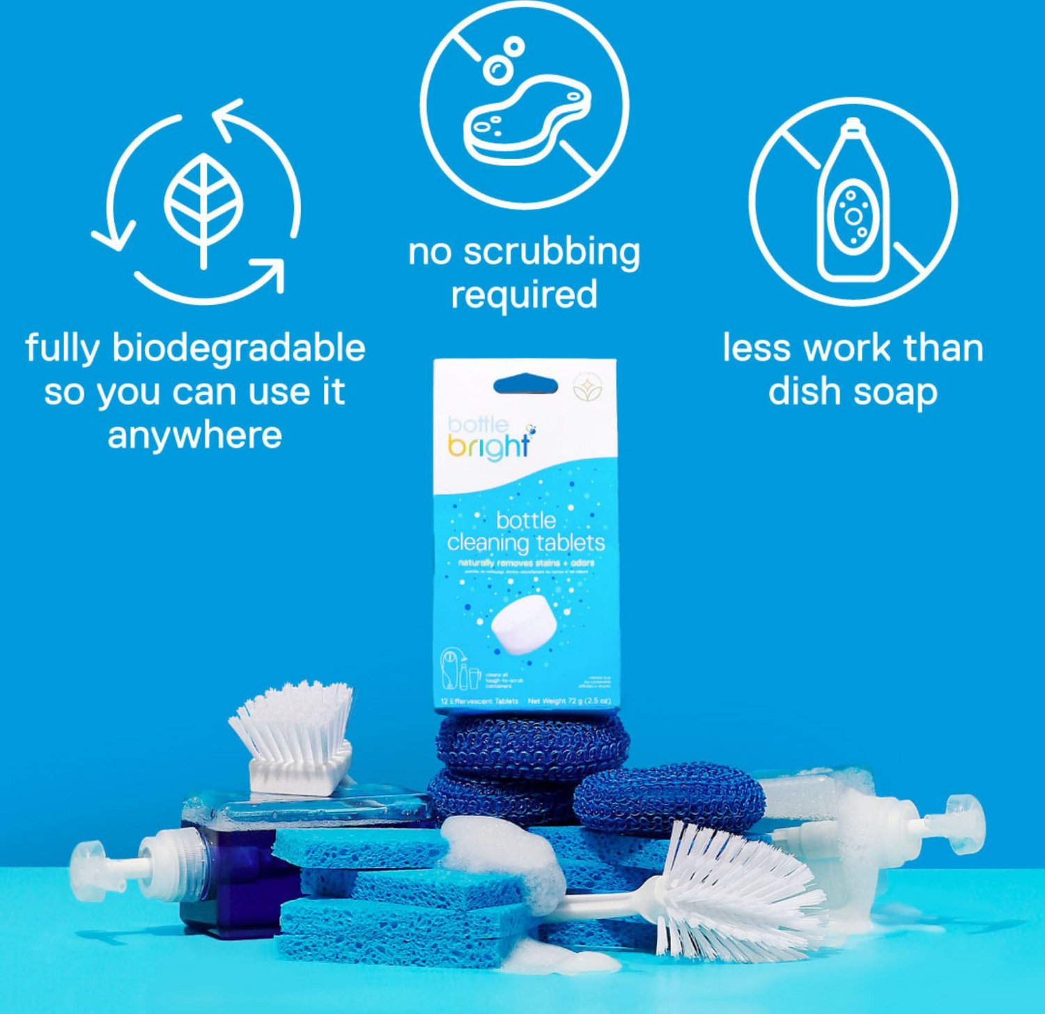  Bottle Bright Single Pack (12 Tablets)- Clean Stainless Steel,  Thermos, Tumbler, Insulated and Reusable Water Bottles –Cleaning Tablets  are Easy and Safe to Use : HydraPak: Health & Household