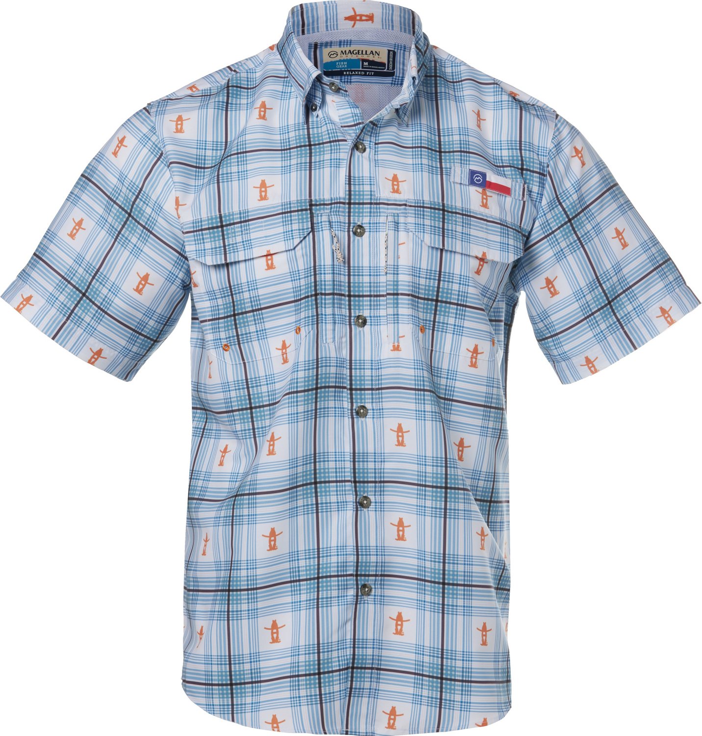 Magellan Outdoors Men's Howdy HLSR Plaid Short Sleeve Fishing Top Academy