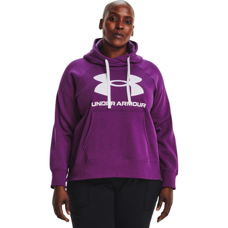 Under Armour Women's Rival Fleece Logo Hoodie Purple Dark, 3X - Women's Athletic Fleece at Academy Sports product image