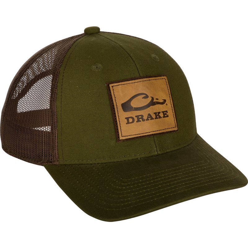 Drake Men's Square Leather Patch 2.0 Cap Green/O - Men's Hunting/Fishing Headwear at Academy Sports