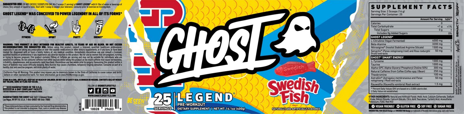 GHOST Legend Welch's Grape V2 Preworkout Powder 25 Servings Academy