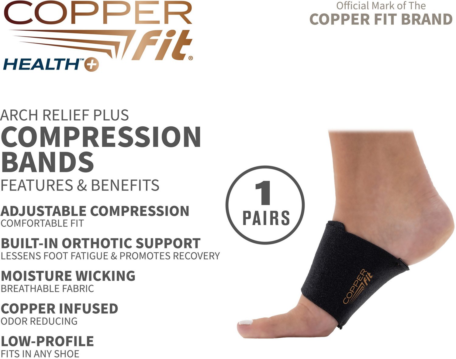 Copper Fit Health+ Arch Relief Plus Foot Wraps 2-Pack                                                                            - view number 5
