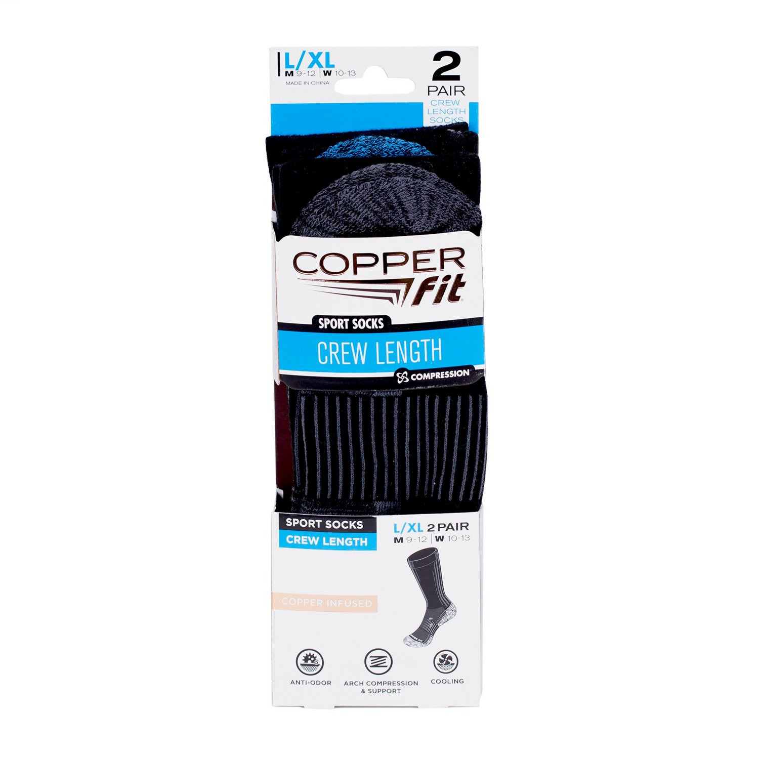 Copper Fit Adults' Energy Crew Socks 2 Pack - view number 4
