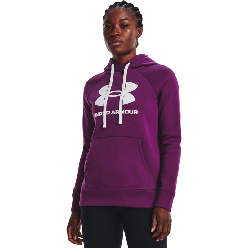 Under Armour Women's Rival Fleece Logo Hoodie Purple Dark, Medium - Women's Athletic Fleece at Academy Sports product image