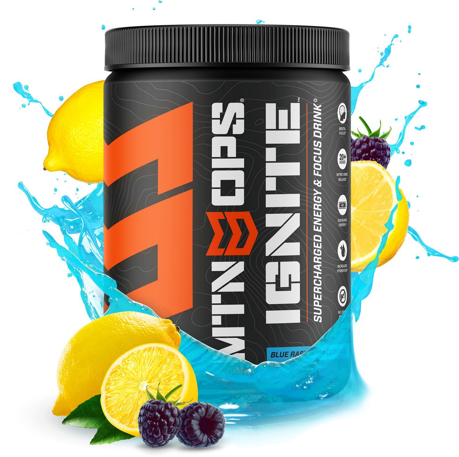 MTN OPS Ignite Energy 45 Servings Blue Raspberry Powder Academy