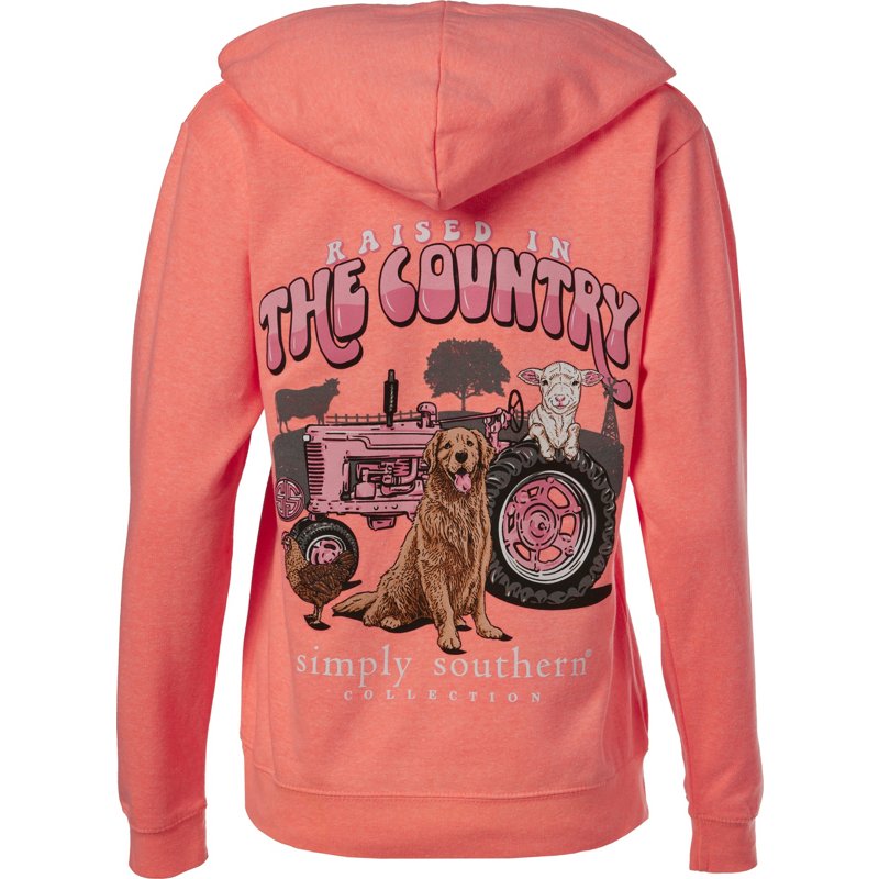 Simply Southern Women’s Country Long Sleeve Hoodie Orange/Pink, Large - Women's Outdoor Long-Sleeve Tops at Academy Sports product image