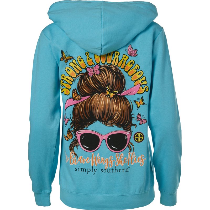 Simply Southern Women’s Courageous Hoodie Aqua/Turquoise, Medium - Women's Outdoor Long-Sleeve Tops at Academy Sports product image