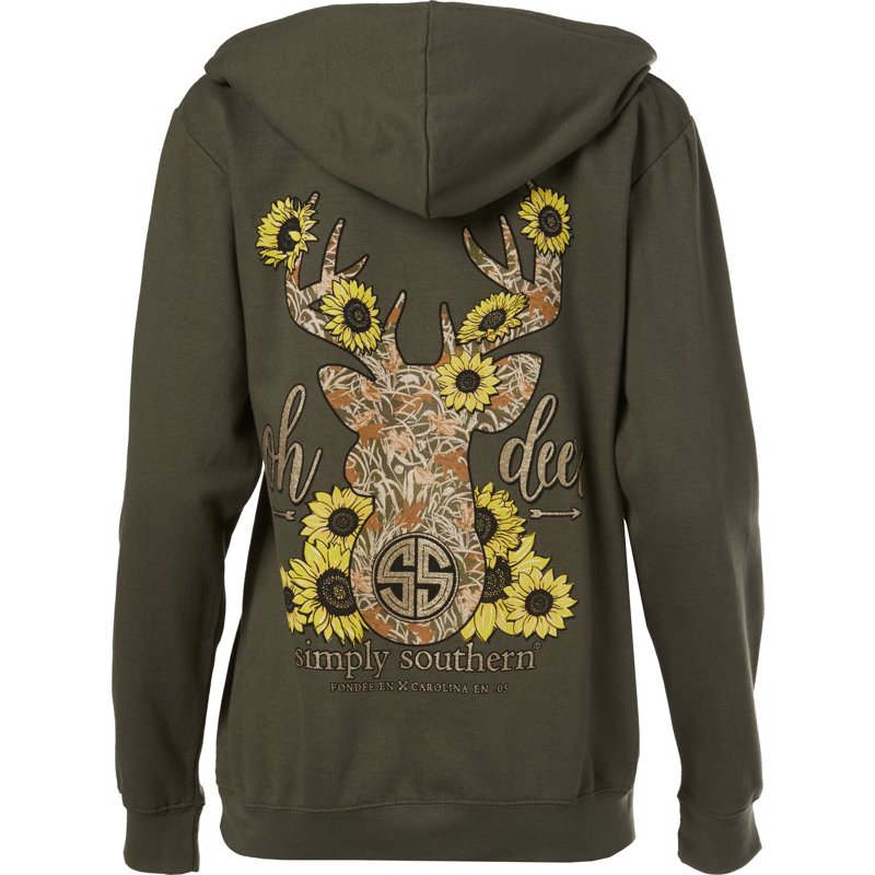 Simply Southern Women’s Deer Hoodie Green Dark, Small - Women's Outdoor Long-Sleeve Tops at Academy Sports product image