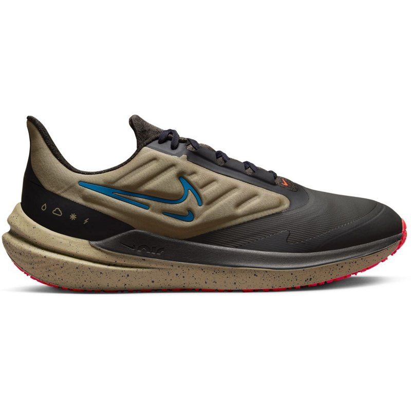 Nike Men's Air Winflo 9 Shield Shoes Beige/Black - Men's Running at Academy Sports product image