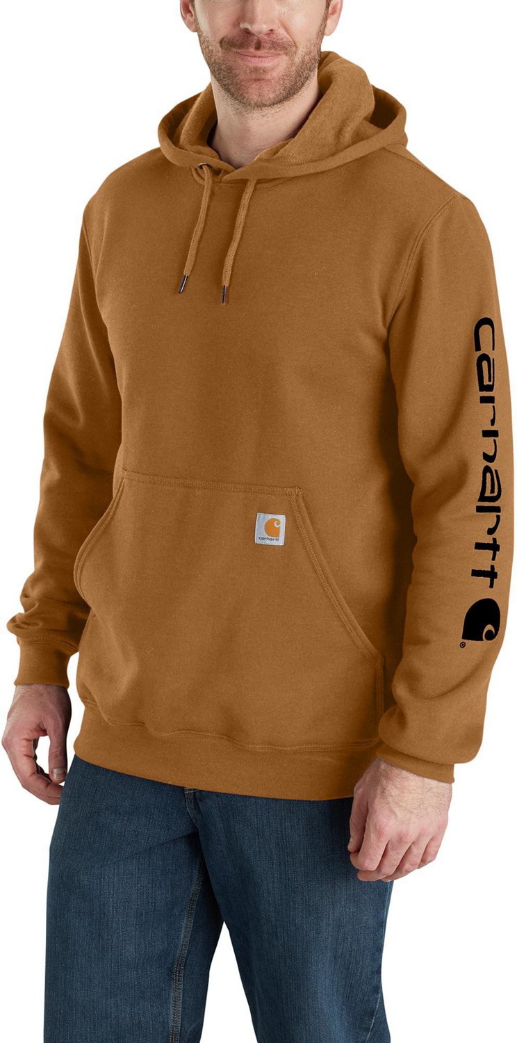 Carhartt Men's Loose Fit Midweight Logo Sleeve Graphic Hooded Sweatshirt Big And Brown Medium  US