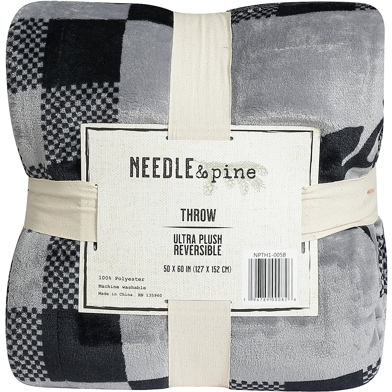 Needle & Pine 50 in x 60 in Charcoal Flannel Throw Blanket                                                                       - view number 3