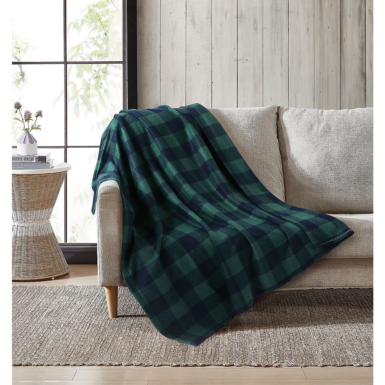 Snowcap 50 in x 60 in Dark Green Fleece Throw Blanket                                                                            - view number 3