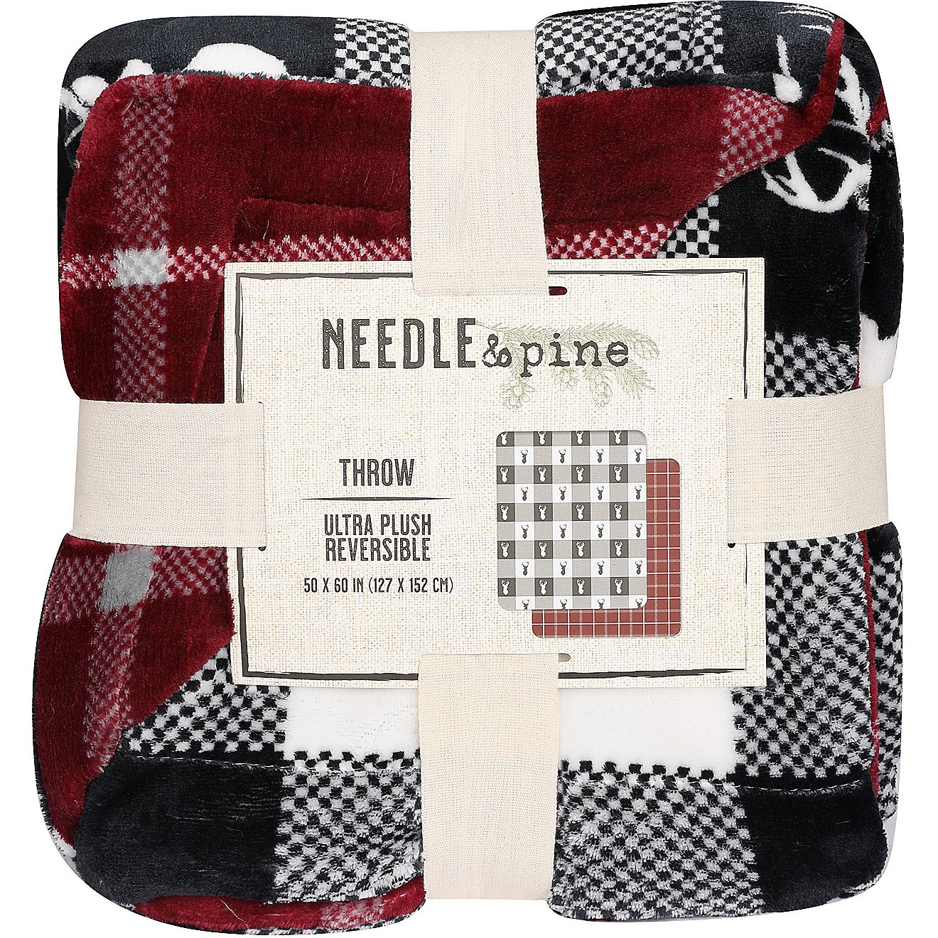 Needle & Pine 50 in x 60 in Red Flannel Throw Blanket                                                                            - view number 2