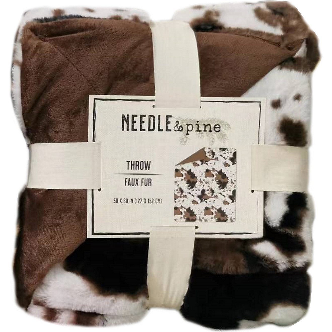 Needle & Pine 50 in x 60 in White/Brown Faux Rabbit Fur Throw Blanket                                                            - view number 1