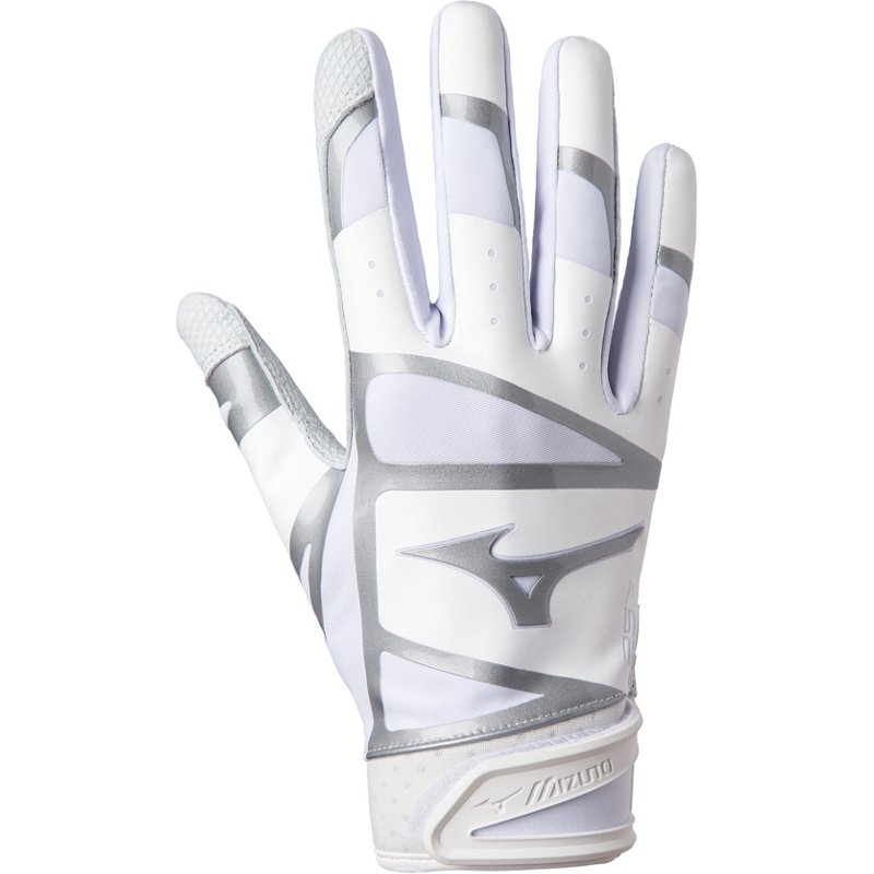 Mizuno Adult F-257 Softball Batting Gloves White/Silver, Small - Batting Gloves at Academy Sports
