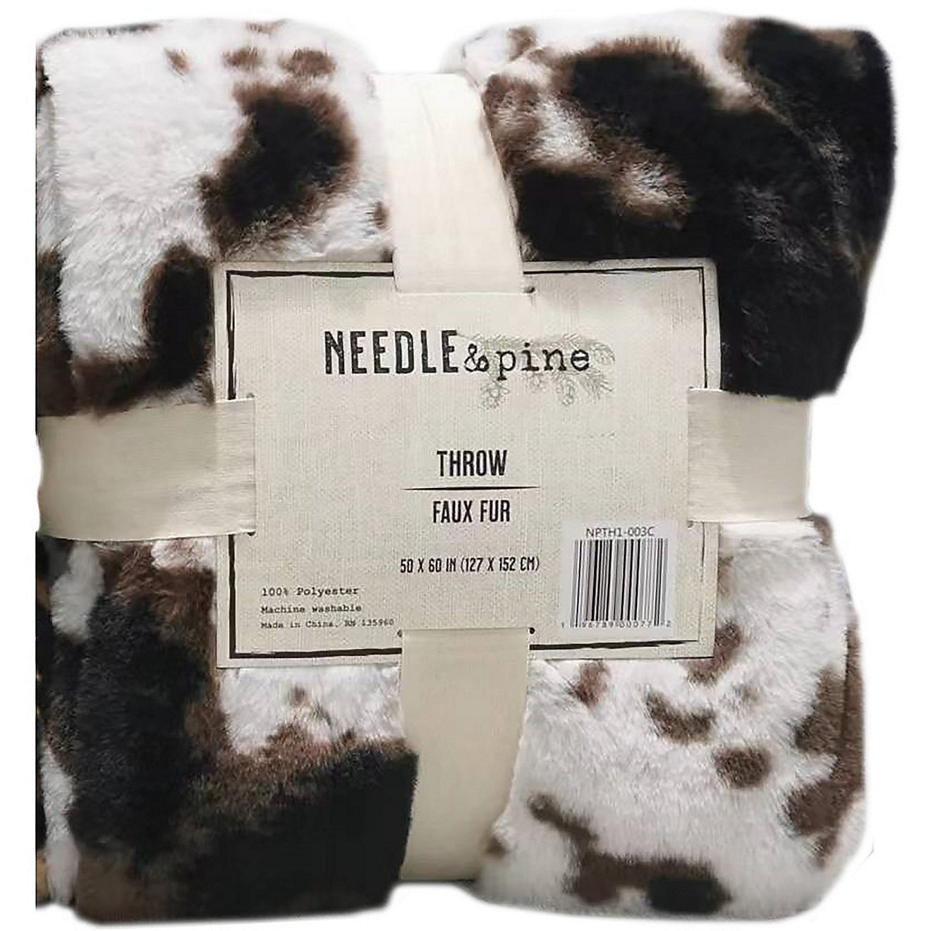 Needle & Pine 50 in x 60 in White/Brown Faux Rabbit Fur Throw Blanket                                                            - view number 2