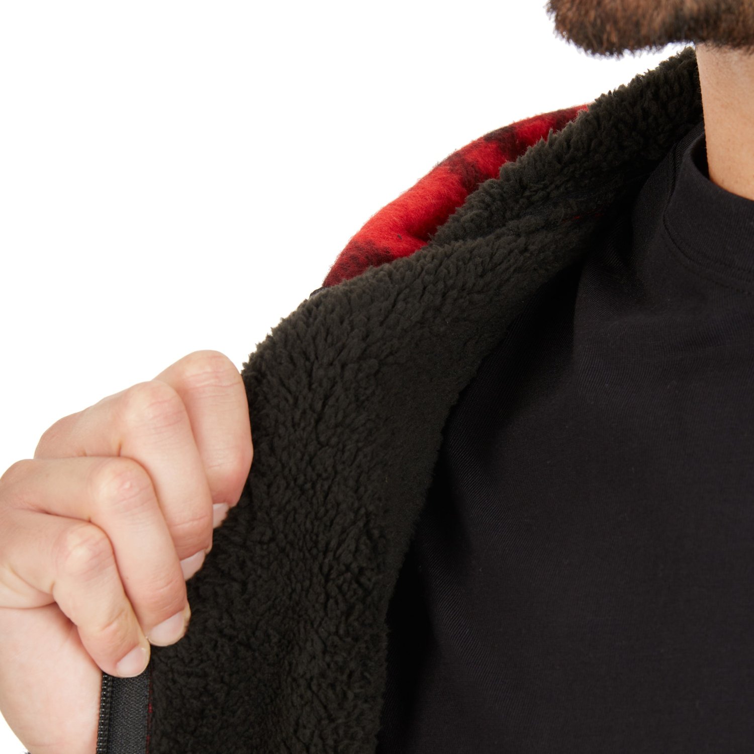 Smith's Workwear Men's Butter-Sherpa Lined Plaid Polar Fleece Full Zip Hooded Jacket - view number 5