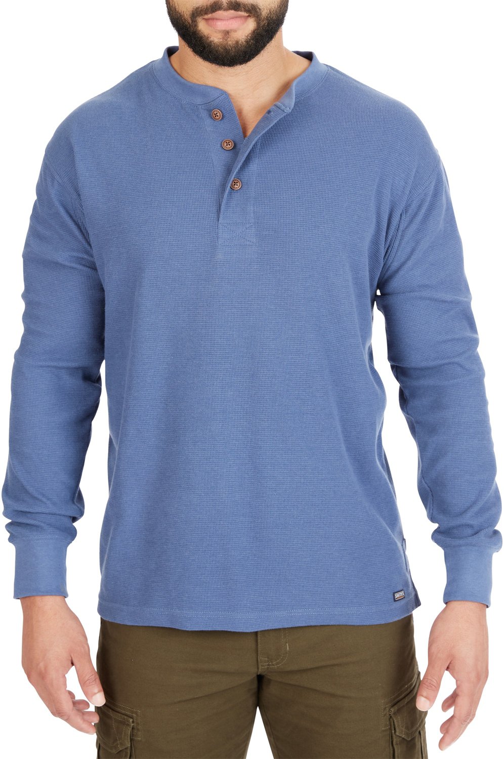 Smith's Workwear Men's Extended Tail Mini Thermal Knit Henley Pullover