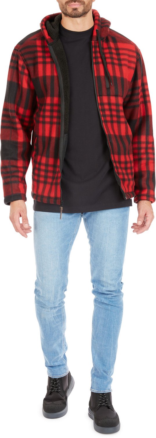 Smith's Workwear Men's Butter-Sherpa Lined Plaid Polar Fleece Full Zip Hooded Jacket - view number 4