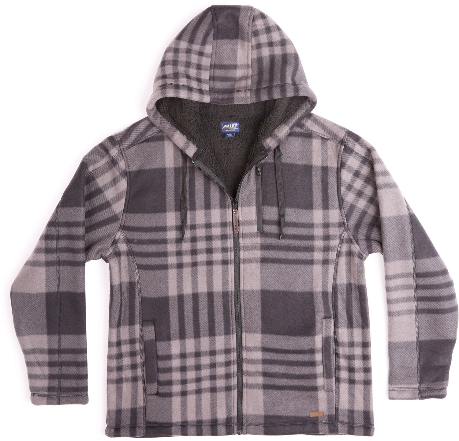 Smith's Workwear Men's Butter-Sherpa Lined Plaid Polar Fleece Full Zip Hooded Jacket - view number 8