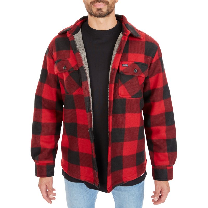 Smith's Workwear Men's Plaid Fleece Shirt Jacket Red/Black, 2X-Large - Men's Work Jackets at Academy Sports