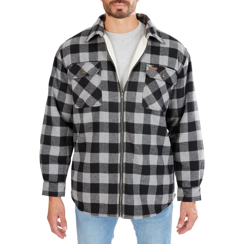 Smith's Workwear Men's Sherpa-Lined Flannel Jacket Black, X-Large - Men's Work Jackets at Academy Sports