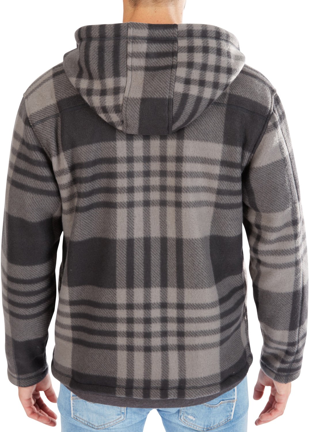 Smith's Workwear Men's Butter-Sherpa Lined Plaid Polar Fleece Full Zip Hooded Jacket - view number 3