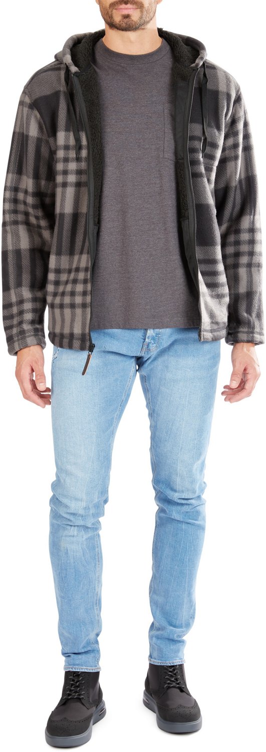 Smith's Workwear Men's Butter-Sherpa Lined Plaid Polar Fleece Full Zip Hooded Jacket - view number 4