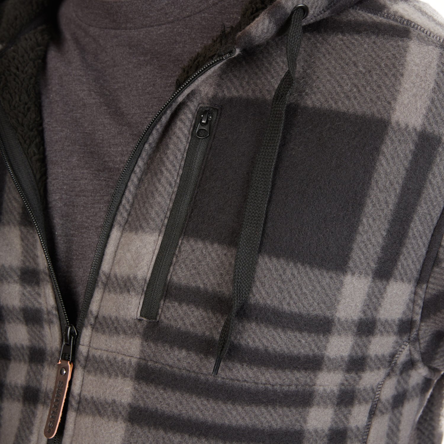 Smith's Workwear Men's Butter-Sherpa Lined Plaid Polar Fleece Full Zip Hooded Jacket - view number 6