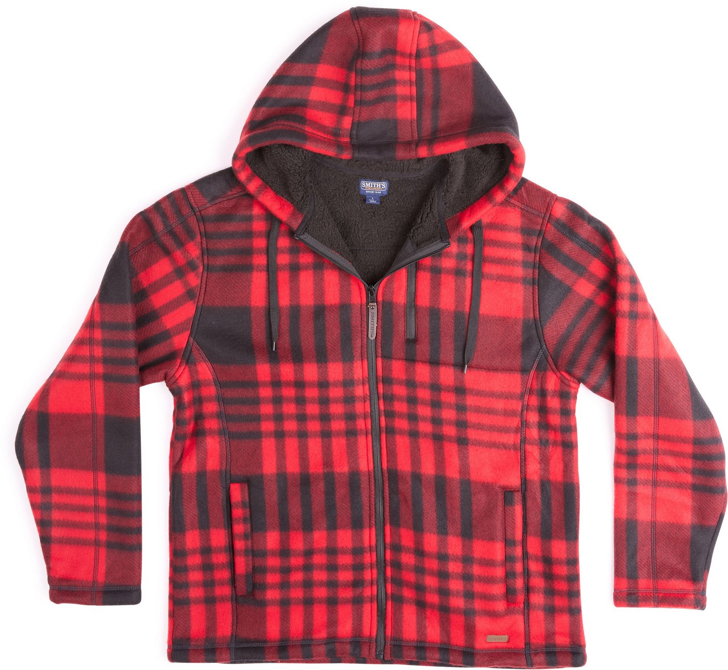 Smith's Workwear Men's Butter-Sherpa Lined Plaid Polar Fleece Full Zip Hooded Jacket - view number 8