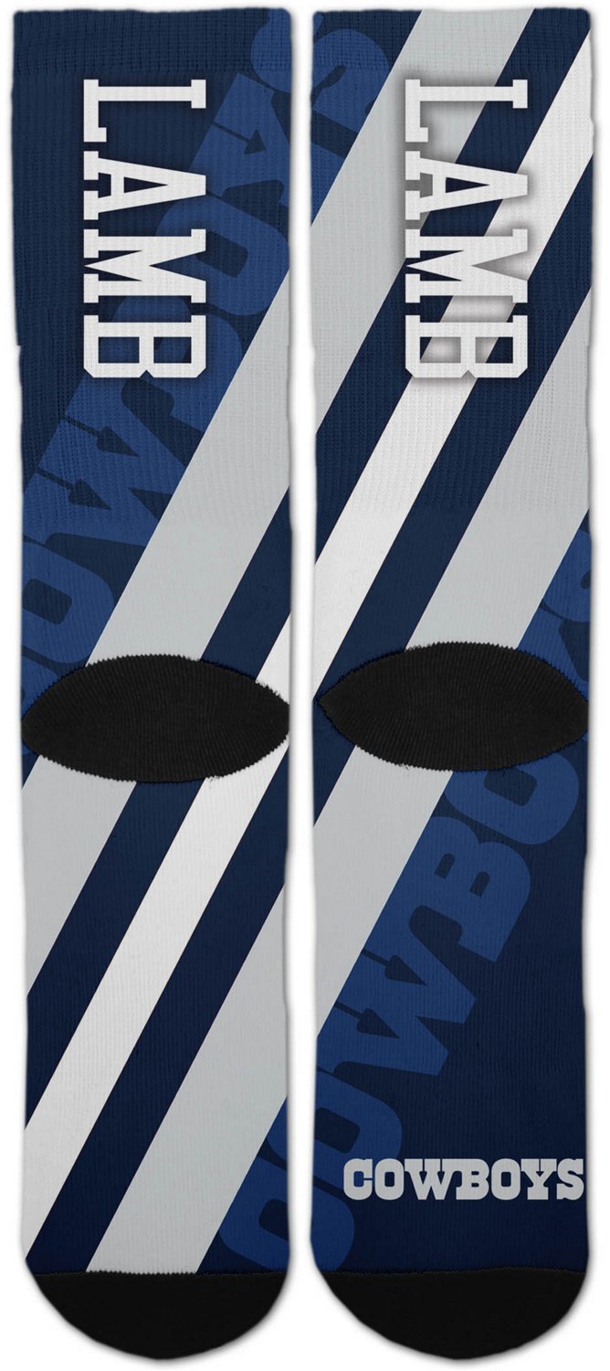 for Bare Feet Adults' Dallas Cowboys CeeDee Lamb 88 Record Breaker Crew Socks, Large - Pro Licensed Novelty at Academy Sports