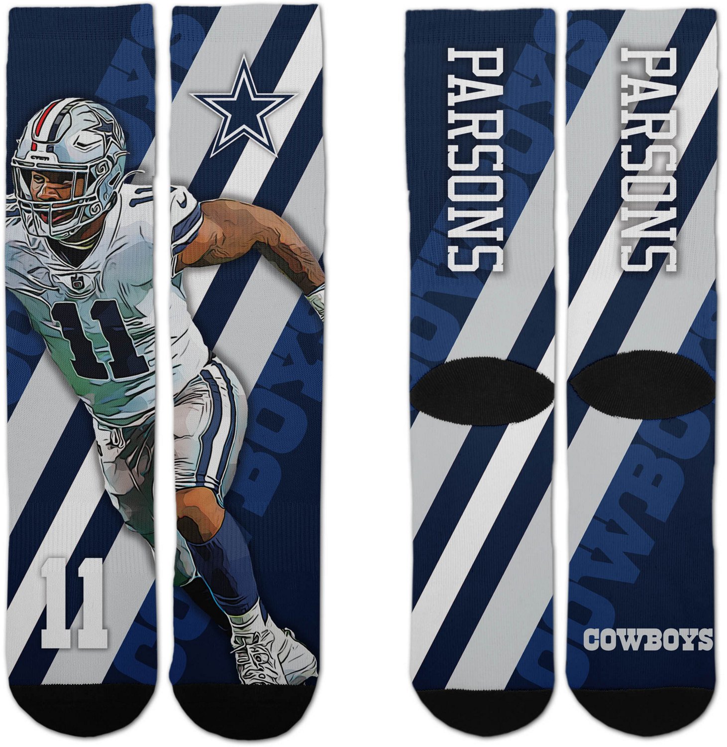 For Bare Feet Dallas Cowboys 4 Stripe Crew Socks