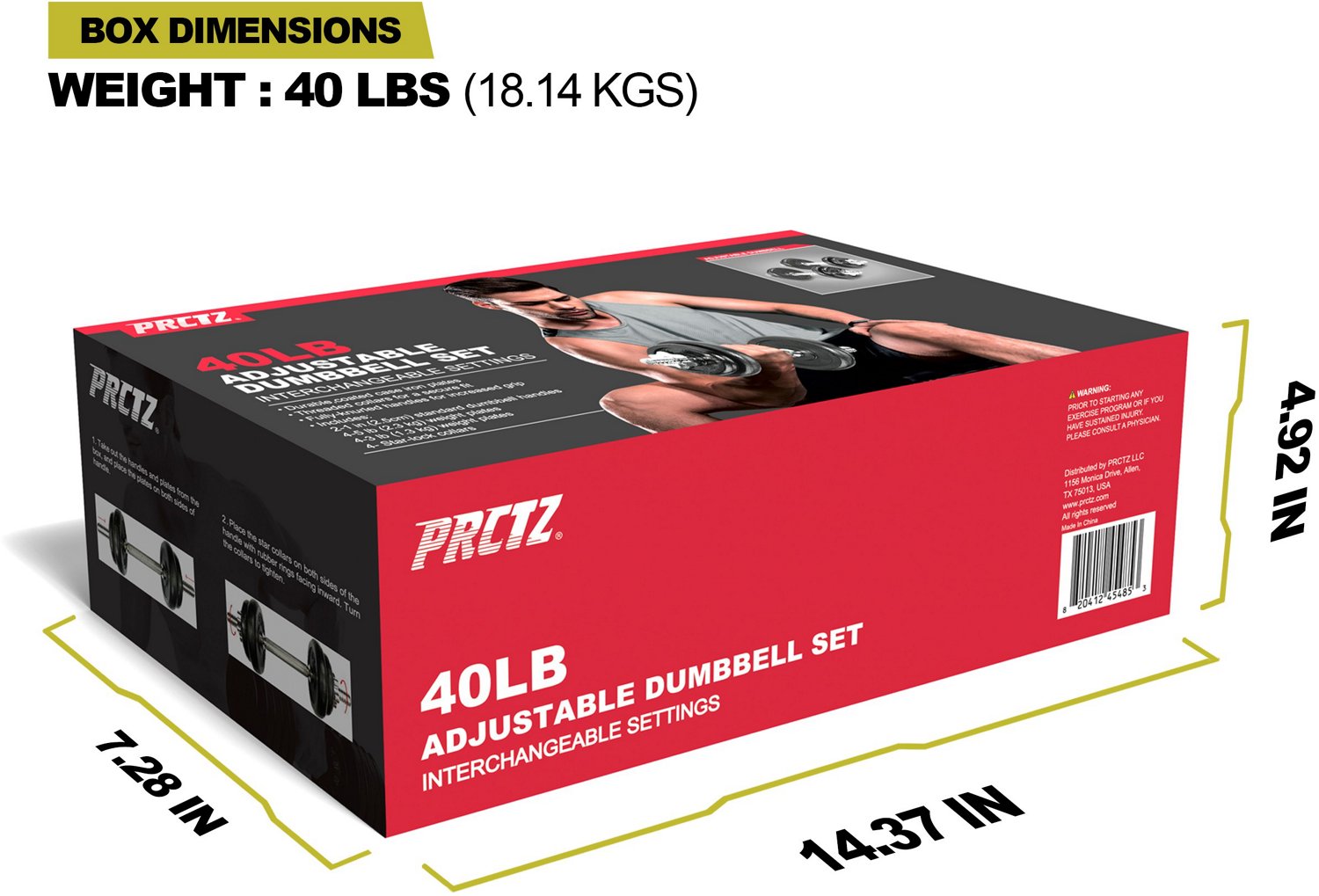 PRCTZ 40lb Quick Select Adjustable Dumbbell Set                                                                                  - view number 3