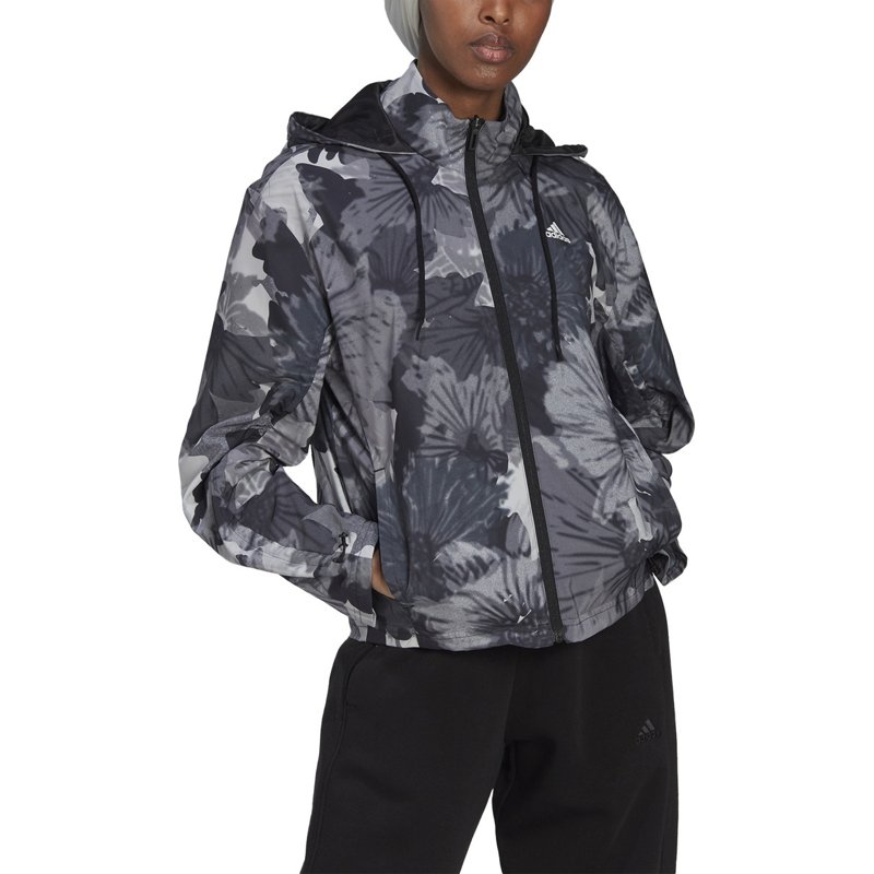 adidas Women's Allover Print Woven Jacket Black, Small - Women's Core/Basic Tops at Academy Sports product image
