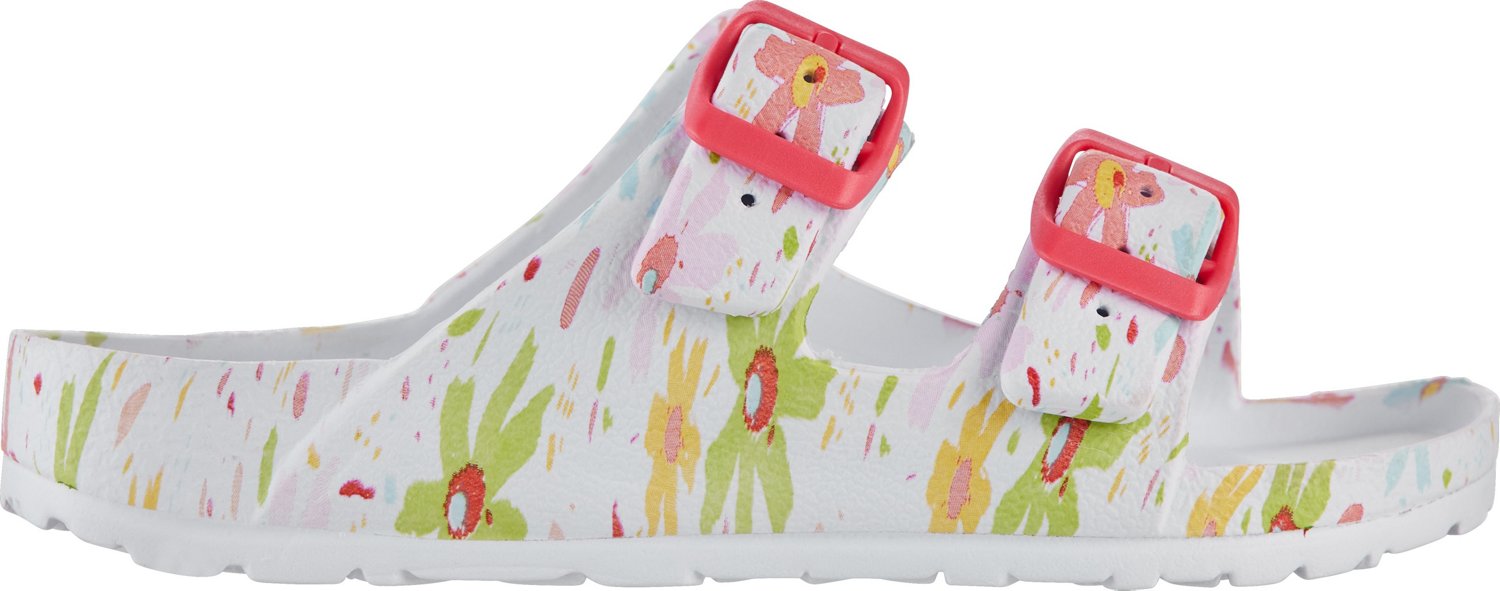 O’Rageous Girls’ 2 Buckle Floral Slides