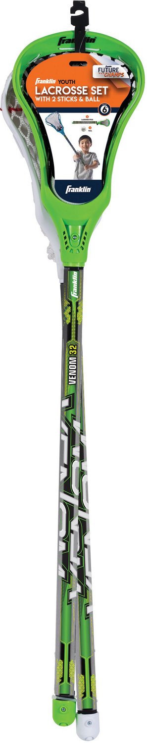 32 Youth Lacrosse 2 Stick And Ball Set - Green