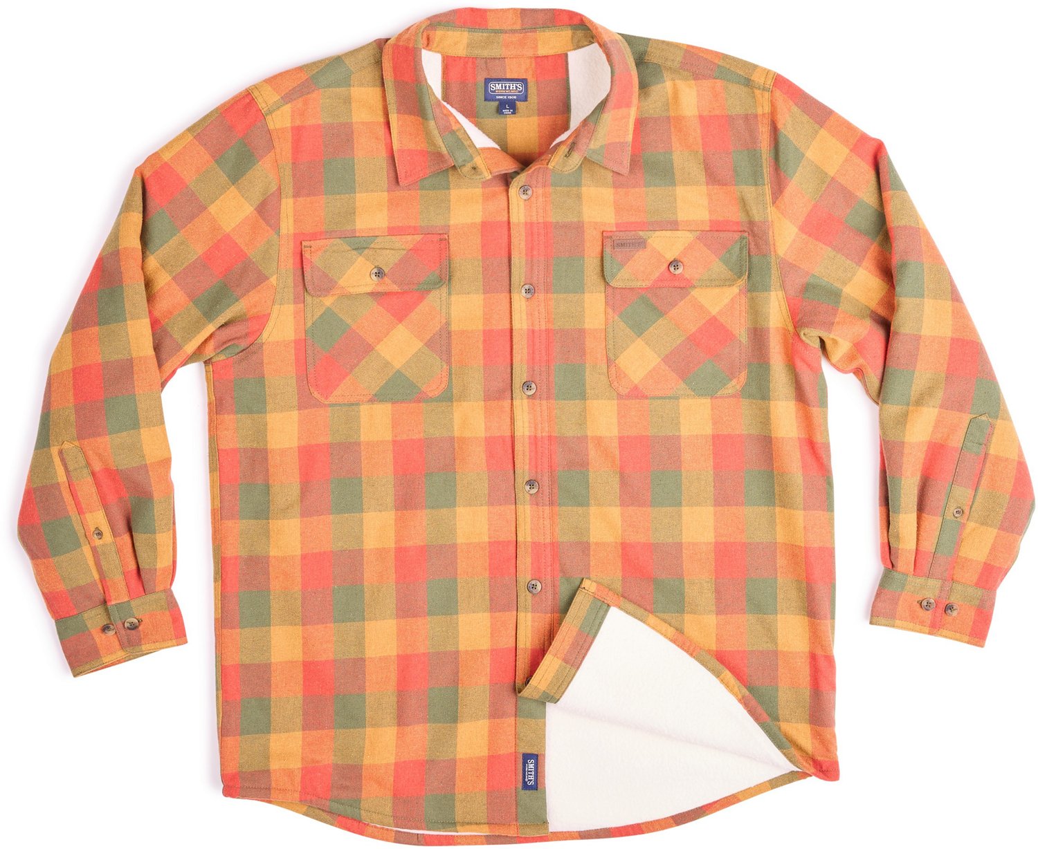 Smith's Workwear Men's Sherpa Lined Flannel Shirt Jacket
