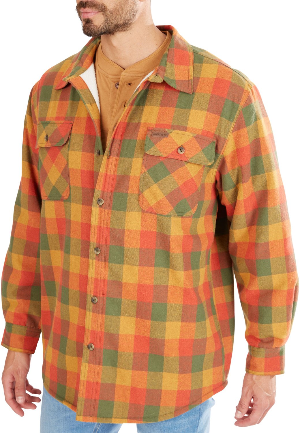 Smith's Workwear Men's Sherpa Lined Flannel Shirt Jacket - view number 4