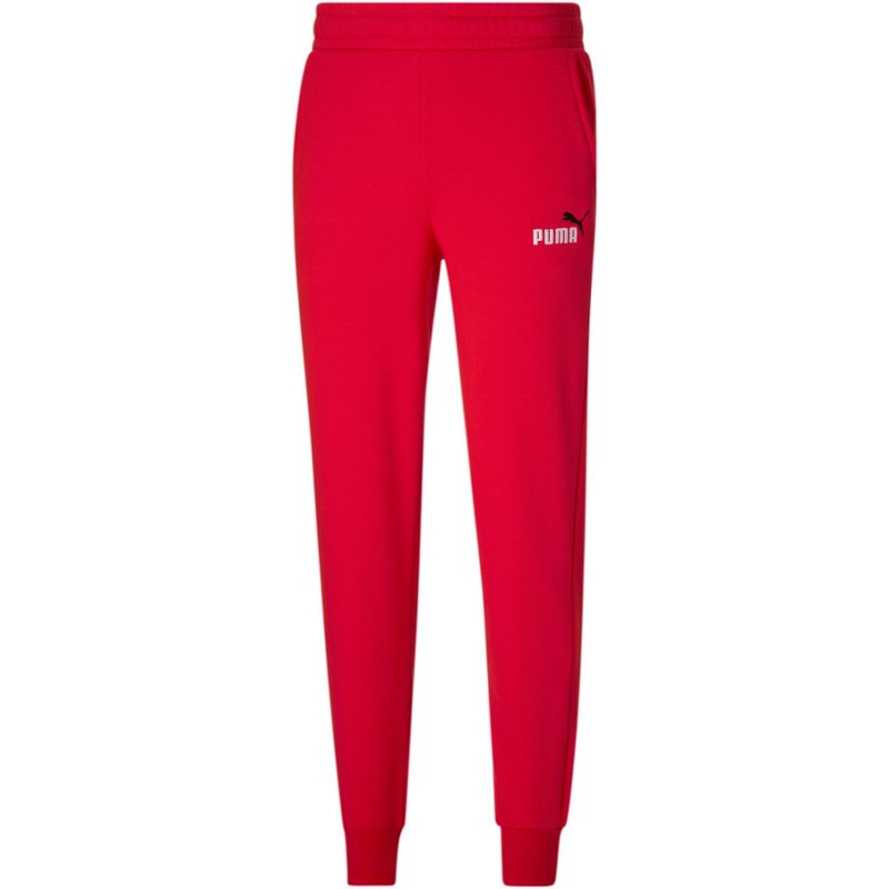 PUMA Men's Essential+ Embroidery Logo Fleece Sweatpants Red, Medium - Men's Athletic Performance Tops at Academy Sports product image