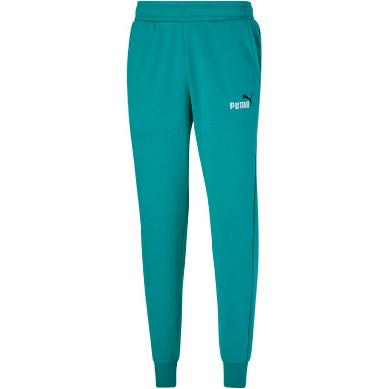 PUMA Men's Essential+ Embroidery Logo Fleece Sweatpants Aqua/Turquoise, Large - Men's Athletic Performance Tops at Academy Sports product image