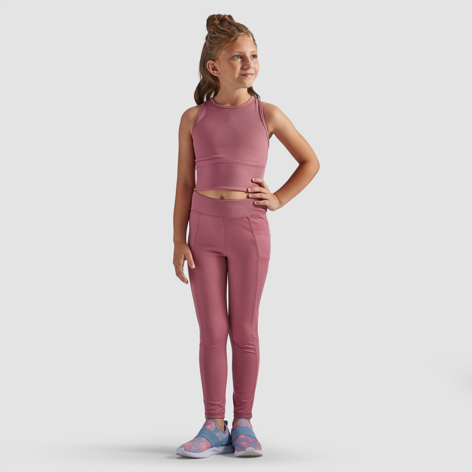 Freely Girls’ Vera Contrast Ribbed Pocket Leggings Academy